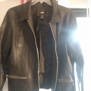 Mossimo Black Leather Zip Up Jacket, 2 frnt pocket